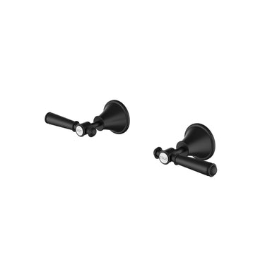 Ikon Clasico Hampton Matte Black Shower Wall Taps - Top Assembly, Lead Free