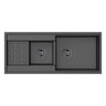 Gabrio 1160x500mm Matte Black double bowl granite workstation sink