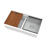 Gabrio 825x470mm Matte White double bowl granite workstation sink