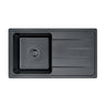 Gabrio 864x484mm Matte Black single bowl granite sink with drainer