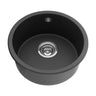 Granite Single Bowl Round Laundry Kitchen Sink 466x466mm Black - RJ Bathroom