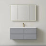 Matte Grey Hampton shaker wall hung vanity, Hamilton 1200mm single bowl, styled bathroom
