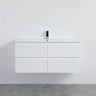 Fremantle 1200mm Single Bowl Matte White Hampton Shaker Wall Hung Vanity installed in a modern bathroom - RJ Bathroom