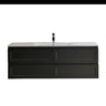 Fremantle 1500mm Single Bowl Matte Black Hampton Shaker Wall Hung Vanity front view with 4 soft-close drawers (single bowl) - RJ Bathroom