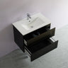 Fremantle 750mm Matte Black Hampton Shaker Wall Hung Vanity front view with 2 soft-close drawers - RJ Bathroom