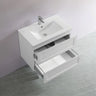 Fremantle 750mm Matte White Hampton Shaker Wall Hung Vanity front view with 2 soft-close drawers - RJ Bathroom