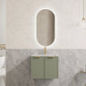 Hampton Vanity Miami Shaker 600mm Olive Green PVC Waterproof Wall Hung Solid Surface Stone top - RJ Bathroom