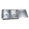Hand Made Stainless Steel Double Bowl Single Drainer Kitchen Sink Top/Under Mount 1160x450mm - RJ Bathroom