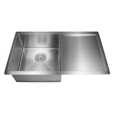 Hand Made Stainless Steel Single Bowl One Drainer Kitchen Sink Top/Under Mount 810x450mm - RJ Bathroom