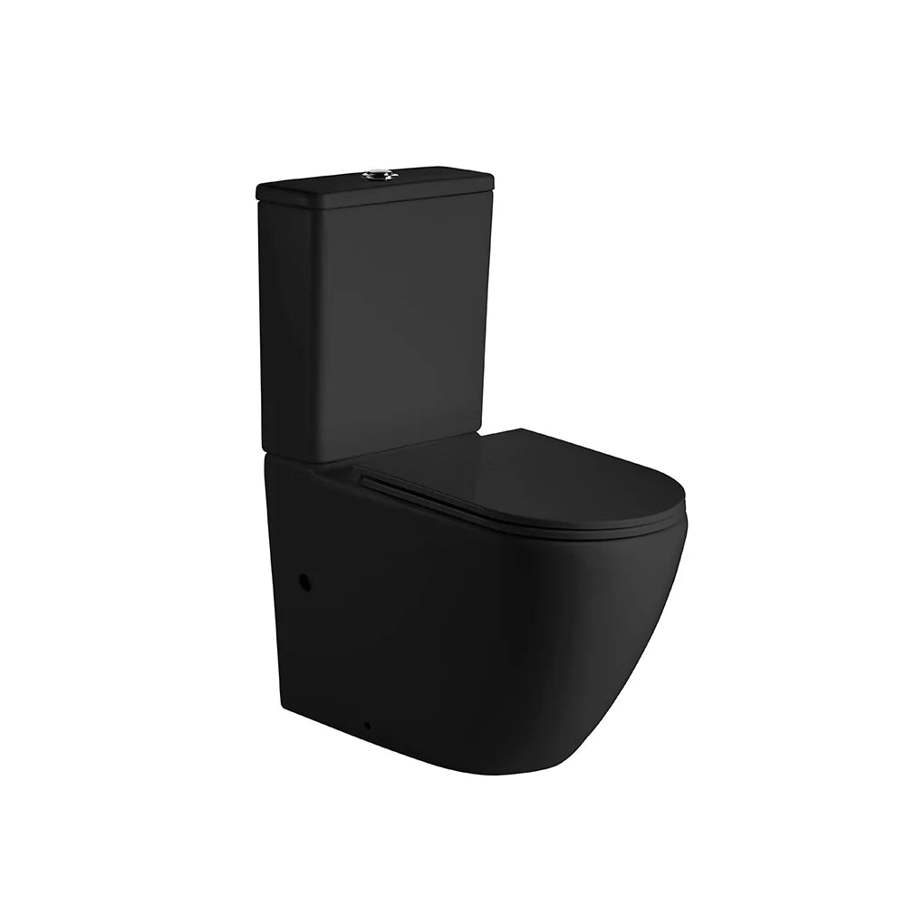 Hani Rimless Back To Wall Ceramic Matte Black Toilet Suite - RJ Bathroom