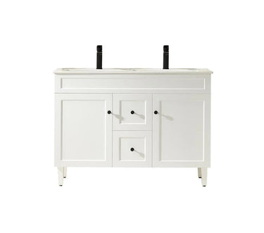 Harrington Hampton Shaker 1200mm Matte White Double Bowl PVC Waterproof Freestanding Bathroom Vanity - RJ Bathroom