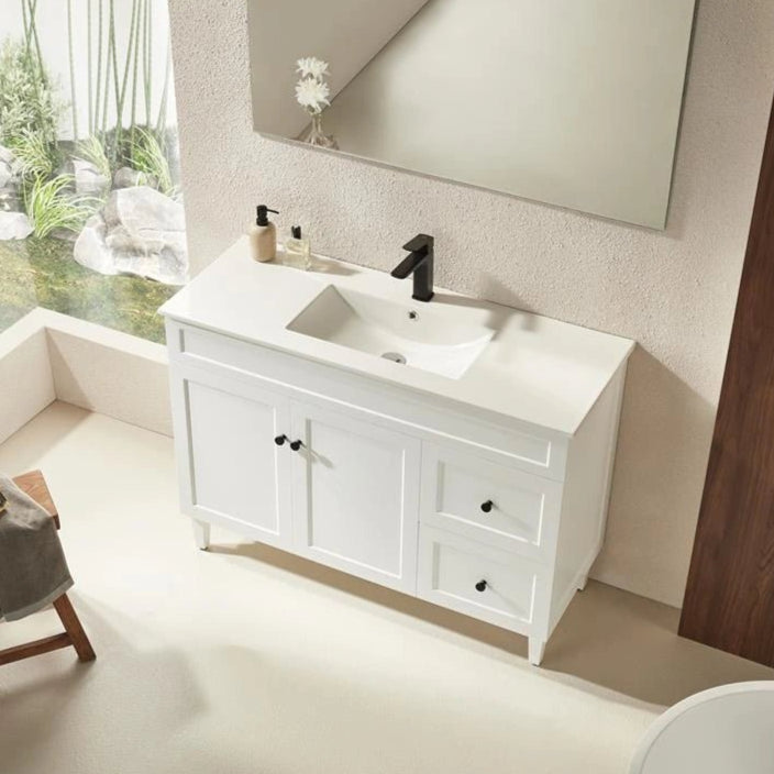 Harrington Hampton Shaker 1200mm Matte White PVC Waterproof Freestanding Bathroom Vanity - RJ Bathroom