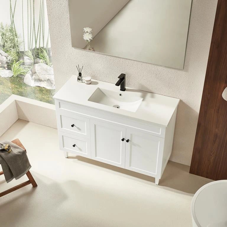 Harrington Hampton Shaker 1200mm Matte White PVC Waterproof Freestanding Bathroom Vanity - RJ Bathroom