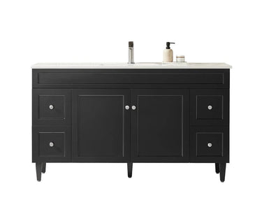 Harrington Hampton Shaker 1500mm Matte Black Single Bowl PVC Waterproof Freestanding Bathroom Vanity - RJ Bathroom