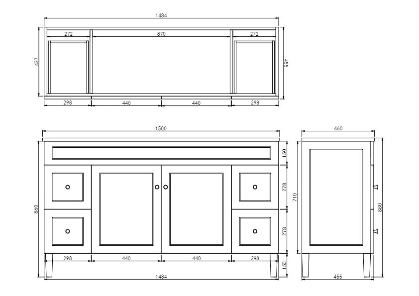 Harrington Hampton Shaker 1500mm Matte White Double Bowl PVC Waterproof Freestanding Bathroom Vanity - RJ Bathroom