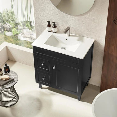 Harrington Hampton Shaker 750mm Matte Black PVC Waterproof Freestanding Bathroom Vanity Brushed Nickel Handles - RJ Bathroom
