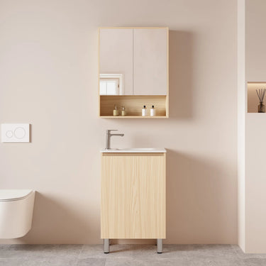 Hera Timber Look Tas Oak 550mm Slimline Ensuite Freestanding Small Bathroom Vanity with Ceramic Basin - RJ Bathroom