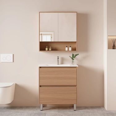 Hera Timber Look Elegant Oak 750mm Slimline Ensuite Freestanding Vanity - Ceramic Basin Top Optional - RJ Bathroom