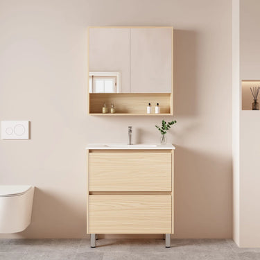 Hera Timber Look Tas Oak 750mm Slimline Ensuite Freestanding Vanity - Ceramic Basin Top Optional - RJ Bathroom