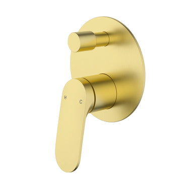 Ikon Sulu II Brushed Gold bath and shower mixer with diverter round plate trim kit
