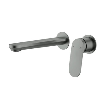 Ikon Sulu II Gun Metal Wall Basin Mixer Trim Kit with separate cover plates