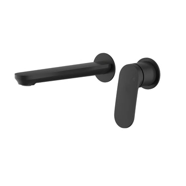 Ikon Sulu II Matte Black Wall Basin Mixer Trim Kit with separate cover plates