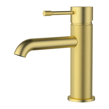 Ikon Linie Fluted Brushed Gold Basin Mixer