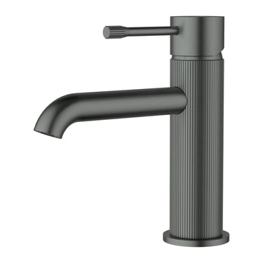 Ikon Linie Fluted Gun Metal Basin Mixer