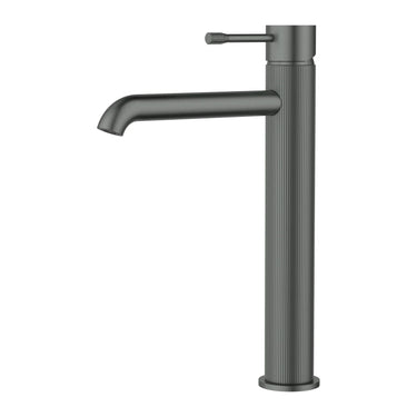 Ikon Linie Fluted Gun Metal Tall Basin Mixer