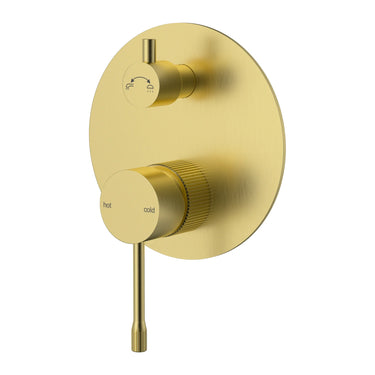 Ikon Linie Fluted Brushed Gold Bath & Shower Mixer with Diverter