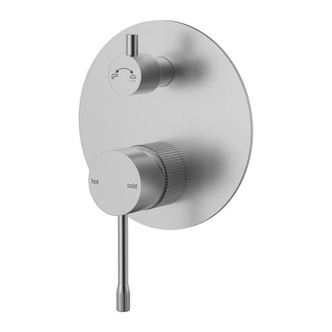 Ikon Linie Fluted Brushed Nickel Bath & Shower Mixer with Diverter