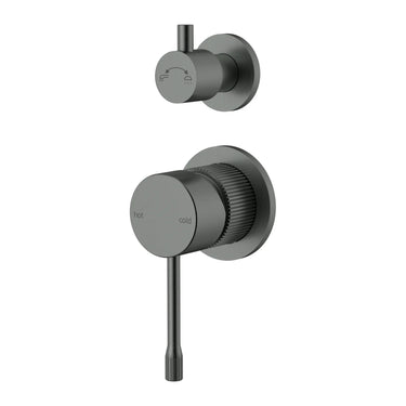 Ikon Linie Fluted Gun Metal Shower Mixer with Diverter