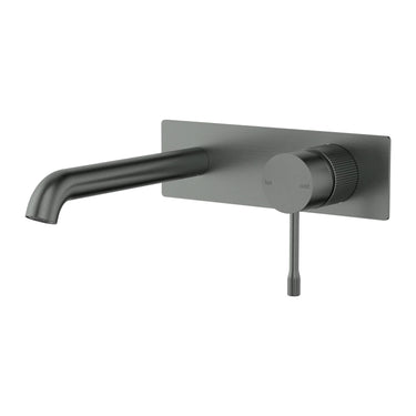 Ikon Linie Fluted Gun Metal Wall Basin Mixer