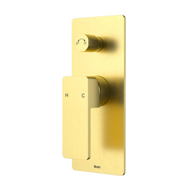 Ikon Ceram Brushed Gold wall mixer with diverter