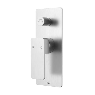 Ikon Ceram Brushed Nickel wall mixer with diverter