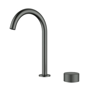 Ikon Soko Fluted Gun Metal Basin Mixer Tap - HYB77-208GM