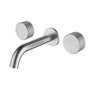 Ikon Soko Fluted Brushed Nickel Wall Basin Tap Set 181mm Spout - HYB77-9901BN