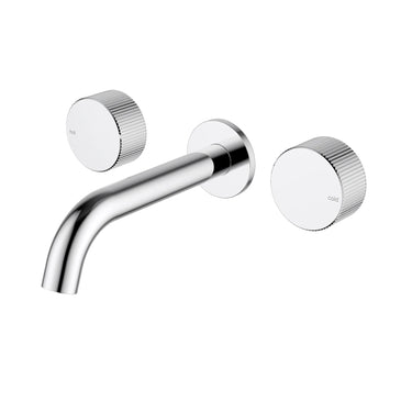 Ikon Soko Fluted Chrome Wall Basin Tap Set 181mm Spout - HYB77-9901