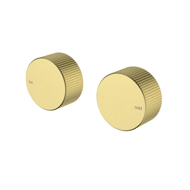 Ikon Soko Fluted Brushed Gold Shower Taps Wall Top Assemblies - HYB77-9902BG