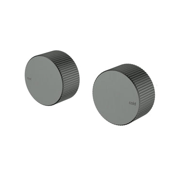 Ikon Soko Fluted Gun Metal Shower Taps Wall Top Assemblies - HYB77-9902GM
