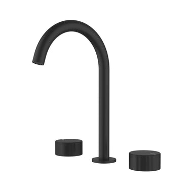 Ikon Soko Fluted Matte Black Basin Tap Set - HYB77-9904MB
