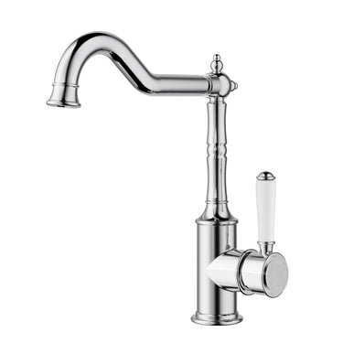 Ikon Clasico Hampton Chrome Sink Mixer Hook Spout - Ceramic Handle
