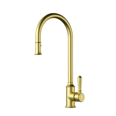 Ikon Clasico Hampton Brushed Gold Pull-Out Sink Mixer