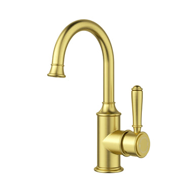 Ikon Clasico Hampton Brushed Gold Gooseneck Basin Mixer