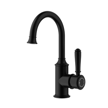Ikon Clasico Hampton Matte Black Gooseneck Basin Mixer