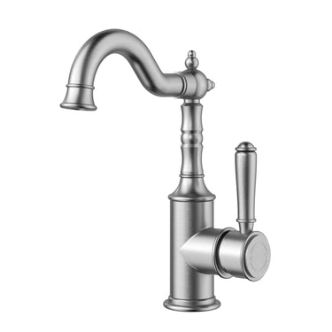 Ikon Clasico Hampton Brushed Nickel Tall Basin Mixer Hook Spout
