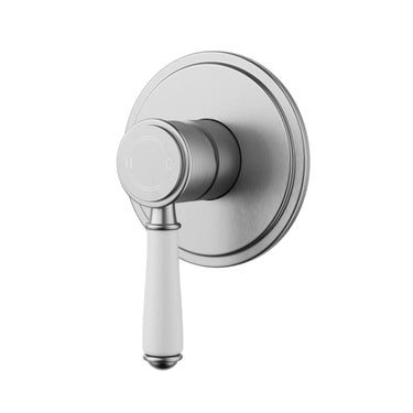 Ikon Clasico Hampton Brushed Nickel Wall Mixer - Ceramic Handle, Rough-In Body Included