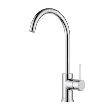 Ikon Hali Chrome Gooseneck Kitchen Sink Mixer Tap, front view