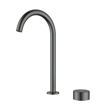 Ikon Hali Gun Metal Gooseneck Kitchen Sink Mixer Set, front view