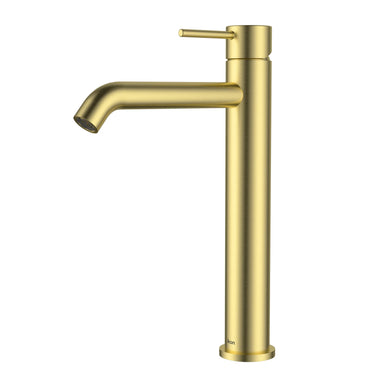 Ikon Hali Brushed Gold Tall Basin Mixer Tap, front view